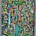 Charles Fazzino "Liberty Stands In The Center Of It All NYC" (color) 3D-Siebdruck 80 x 60 cm