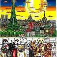 Charles Fazzino "Paws in Paris" 3D-Siebdruck 55 x 45 cm