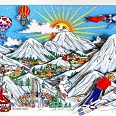 Charles Fazzino "Ski Vacation" 3D Siebdruck 60 x 90 cm