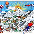 Charles Fazzino "Ski Vacation" 3D-Siebdruck 60 x 90 cm