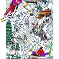 Charles Fazzino "Skiing Austria" 3D Siebdruck 100 x 50 cm