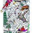 Charles Fazzino "Skiing Austria" 3D-Siebdruck 100 x 50 cm