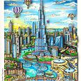 Charles Fazzino "The fountains of downtown Dubai" 3D-Siebdruck 51 x 41 cm