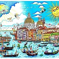 Charles Fazzino "The sun rises over Venice" 3D Siebdruck 80 x 100 cm