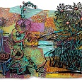 David Gerstein "Corner in the garden" wallsculpture 68 x 98 cm