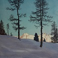 Eduard Handel Mazzetti "Albalukette bei Pontresina - Engadin" 1929 Aquarell 32,6 x 23,4 cm