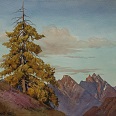 Eduard Handel Mazzetti "Lärche im Herbst auf Schatzalp bei Davos" 1933 Aquarell 25 x 34 cm