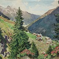 Eduard Handel Mazzetti "Praxmar gegen Rosskogel"  Aquarell 30 x 37 cm