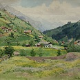 Eduard Handel Mazzetti "Sellraintal- Blick gg. Rosskogel" 1947 Aquarell 30 x 36 cm