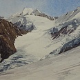 Eduard Handel Mazzetti "Tiroler Gletscher" 1906 Aquarell 14,6 x 23 cm