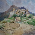 Eduard Handel Mazzetti "Vestea in den Abruzzen" 1944 Aquarell
