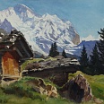 Eduard Handel Mazzetti "Wengwaldalm gegen Jungfrau" 1939 Aquarell 25 x 34 cm