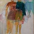 Elena Gatti "Frauen III" Mischtechnik auf Leinwand 26,5 x 21,5 cm