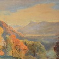 Ernst Nepo "Berglandschaft mit Mendel" 1950, Pastell, 44 x 32 cm