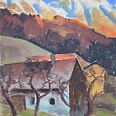 Ernst Nepo "Berglandschaft mit Rumerspitze Hauser Mayr und Hechenblaikner" 1932 Pastell 49 x 39 cm