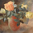 Ernst Nepo "Blumenstrauß - Rosen" Öl auf Karton, 41 x 44 cm