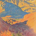 Ernst Nepo "Castell Beseno bei Rovereto" 1916, Pastell Kreide, 44 x 32 cm