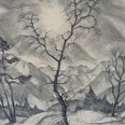 Ernst Nepo "Landschaft" 1922, Bleistift Kohle, 40 x 36 cm