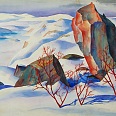 Ernst Nepo "Lang Fjord bei Kirkenes" 1943, Aquarell, 58 x 70 cm