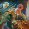 Ernst Nepo "Nelken mit rotem Samt" Pastell, 1962, 45 x 62,5 cm