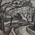 Ernst Nepo "Schloss Weiherburg" Kohle 53 x 64 cm