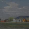 Erwin Lutz - Waldner "Gehöft - Norwegen" 1944 Pastell 30 x 46 cm