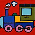 Franz Badsdera "Meine erste Lokomotive" Acryl auf Leinwand 40 x 50 cm