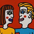 Franz Basdera "Zusammen ist es schön" Acryl auf Leinwand 40 x 50 cm