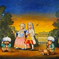 Hans Crepaz "Abendpromenade im Schlosspark" Öl auf Karton 20 x 30 cm
