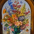 Hans Crepaz "Blumenstilleben - Hall" Öllasur auf Karton 25 x 20 cm