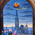 Hans Crepaz "Steffl mit Doppeladler" Öllasur auf Karton 25 x 20 cm