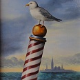 Hans Crepaz "Venedig" Öllasur auf Karton 25 x 20 cm