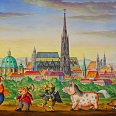 Hans Crepaz "Wiener Panorama" Öllasur auf Karton 20 x 30 cm