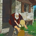 Heidi - A Girl of the Alps "Heidi and Grandpa" Original Production Cel on Original Production Background 27 x 32 cm