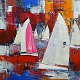 Heinke Böhnert "Rotes Meer" Mischtechnik auf Leinwand 80 x 80 cm