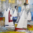 Heinke Böhnert "Sailing with B3" Mischtechnik auf Leinwand 80 x 80 cm