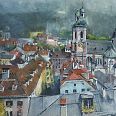 Heinz Hofer "Blick vom Stadtturm zum Dom" Aquarell 50 x 65 cm