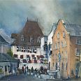 Heinz Hofer "Hall Oberer Stadtplatz" Aquarell 50 x 65 cm