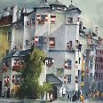 Heinz Hofer "Innsbruck Ottoburg" Aquarell 50 x 60 cm