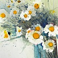 Heinz Hofer "Margeriten" Aquarell 28 x 19 cm