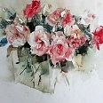 Heinz Hofer "Rosen" Aquarell 46 x 62 cm