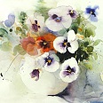 Heinz Hofer "Stiefmütterchen" Aquarell 29 x 38 cm