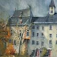 Heinz Hofer "Weiherburg" Aquarell 50 x 60 cm