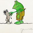 Janosch "Frosch und Maus, Blut kommt raus" Mischtechnik 20x24cm
