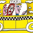 James Rizzi "A mellow yellow taxi cab" 3D-Siebdruck (drucksigniert) 24 x 30 cm