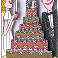 James Rizzi "And the bride cuts the cake" 3D-Siebdruck 16 x 10 cm