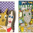 James Rizzi "Big Dog Big Cat" 1997, 3D-Siebdruck 24 x 30 cm