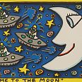 James Rizzi "Fly Me to the Moon" 3D-Siebdruck 14 x 19 cm