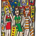 James Rizzi "Girls out shopping" 3D Siebdruck 30 x 21 cm