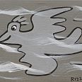 James Rizzi "Gray Bird" 2005 Acryl 15 x 20 cm